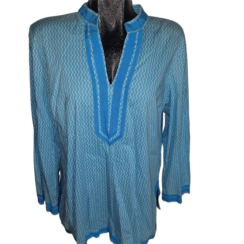 Dalia Blue Patterned Women's Tunic XL
